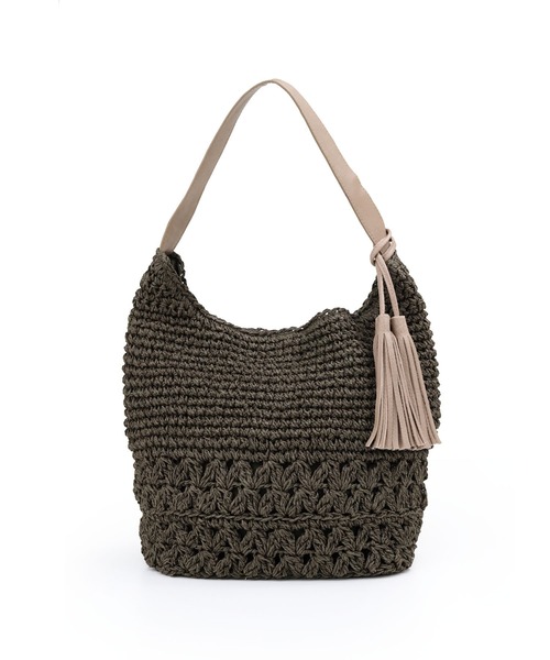 T・S・L（ティーエスエル）の「柄編みペーパーワンショルダーバッグ（かごバッグ・レディース・カーキ/ブラウン/ブラック・FREE）」の8枚目の写真