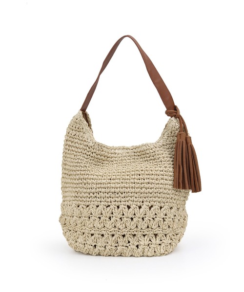 T・S・L（ティーエスエル）の「柄編みペーパーワンショルダーバッグ（かごバッグ・レディース・カーキ/ブラウン/ブラック・FREE）」の7枚目の写真