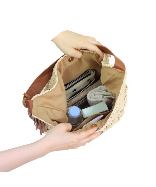 T・S・L（ティーエスエル）の「柄編みペーパーワンショルダーバッグ（かごバッグ・レディース・カーキ/ブラウン/ブラック・FREE）」の21枚目の写真