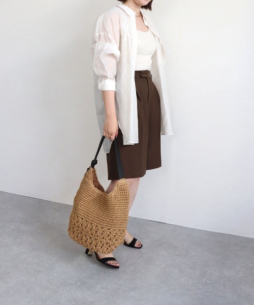 T・S・L（ティーエスエル）の「柄編みペーパーワンショルダーバッグ（かごバッグ・レディース・カーキ/ブラウン/ブラック・FREE）」の13枚目の写真