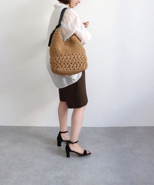 T・S・L（ティーエスエル）の「柄編みペーパーワンショルダーバッグ（かごバッグ・レディース・カーキ/ブラウン/ブラック・FREE）」の11枚目の写真