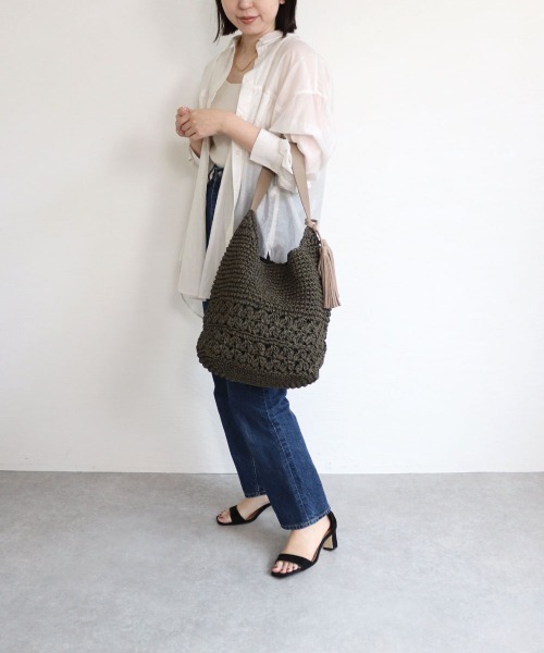 T・S・L（ティーエスエル）の「柄編みペーパーワンショルダーバッグ（かごバッグ・レディース・カーキ/ブラウン/ブラック・FREE）」の16枚目の写真