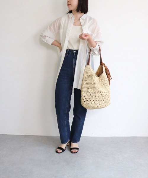 T・S・L（ティーエスエル）の「柄編みペーパーワンショルダーバッグ（かごバッグ・レディース・カーキ/ブラウン/ブラック・FREE）」の4枚目の写真