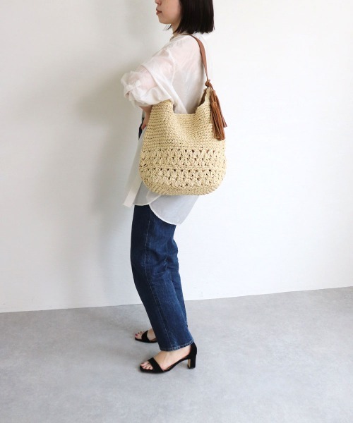 T・S・L（ティーエスエル）の「柄編みペーパーワンショルダーバッグ（かごバッグ・レディース・カーキ/ブラウン/ブラック・FREE）」の14枚目の写真