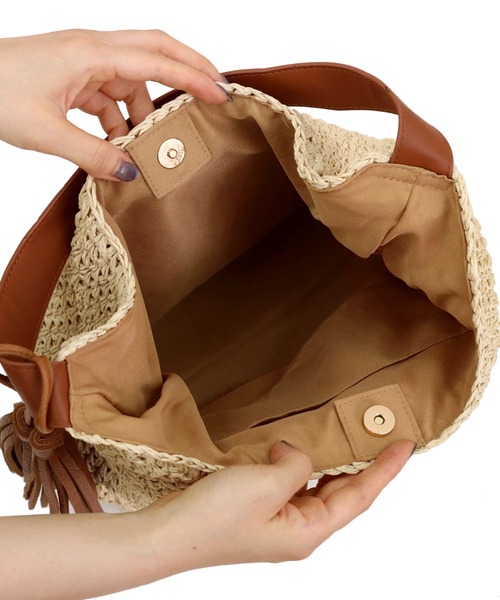 T・S・L（ティーエスエル）の「柄編みペーパーワンショルダーバッグ（かごバッグ・レディース・カーキ/ブラウン/ブラック・FREE）」の22枚目の写真