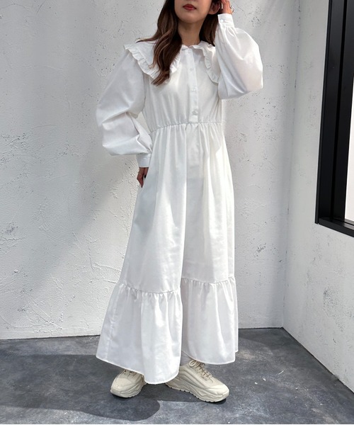 apres jour mignon(アプレジュールミニョン)の「フリルティアードワンピース【ZOZOTOWN限定アイテム】(ワンピース・レディース・ブラック/オフホワイト・MEDIUM/X-LARGE/SMALL)」の7枚目の写真