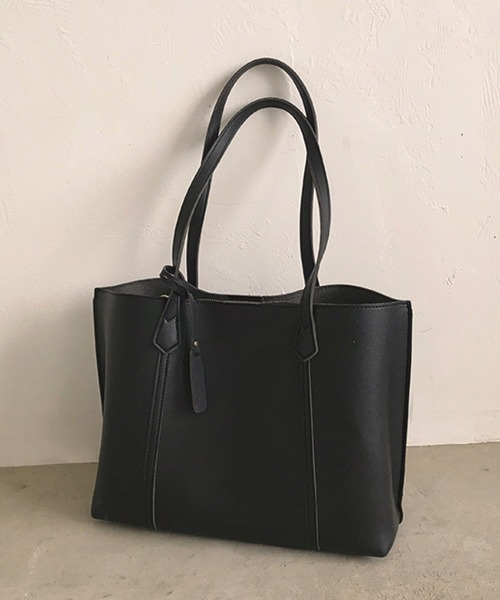 fd style(エフディ スタイル)の「ワイド ダブルハンドル トートバッグ(トートバッグ・レディース・Black/Beige/M.Brn/White・FREE)」の2枚目の写真