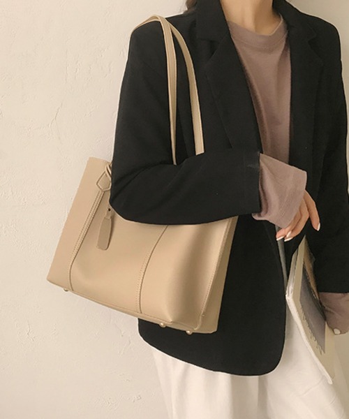 fd style(エフディ スタイル)の「ワイド ダブルハンドル トートバッグ(トートバッグ・レディース・Black/Beige/M.Brn/White・FREE)」の5枚目の写真