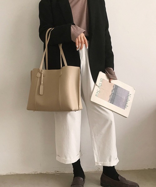 fd style(エフディ スタイル)の「ワイド ダブルハンドル トートバッグ(トートバッグ・レディース・Black/Beige/M.Brn/White・FREE)」の6枚目の写真