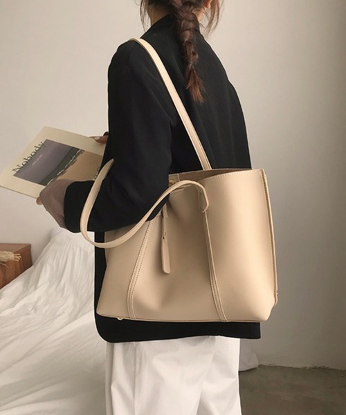 fd style(エフディ スタイル)の「ワイド ダブルハンドル トートバッグ(トートバッグ・レディース・Black/Beige/M.Brn/White・FREE)」の7枚目の写真