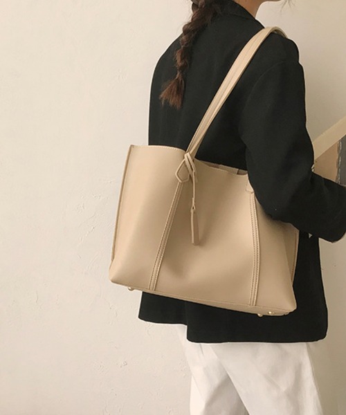 fd style(エフディ スタイル)の「ワイド ダブルハンドル トートバッグ(トートバッグ・レディース・Black/Beige/M.Brn/White・FREE)」の9枚目の写真