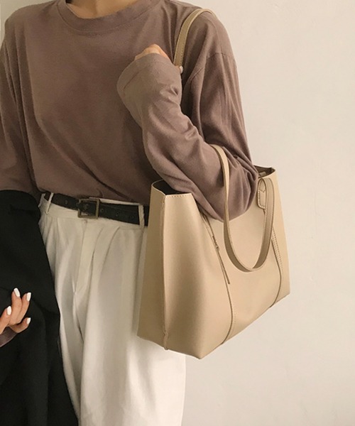 fd style(エフディ スタイル)の「ワイド ダブルハンドル トートバッグ(トートバッグ・レディース・Black/Beige/M.Brn/White・FREE)」の13枚目の写真