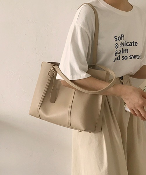 fd style(エフディ スタイル)の「ワイド ダブルハンドル トートバッグ(トートバッグ・レディース・Black/Beige/M.Brn/White・FREE)」の15枚目の写真