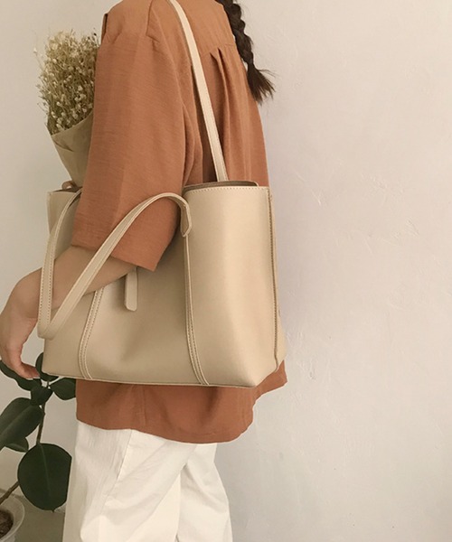 fd style(エフディ スタイル)の「ワイド ダブルハンドル トートバッグ(トートバッグ・レディース・Black/Beige/M.Brn/White・FREE)」の18枚目の写真