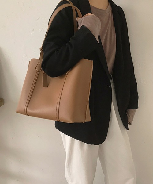fd style(エフディ スタイル)の「ワイド ダブルハンドル トートバッグ(トートバッグ・レディース・Black/Beige/M.Brn/White・FREE)」の21枚目の写真