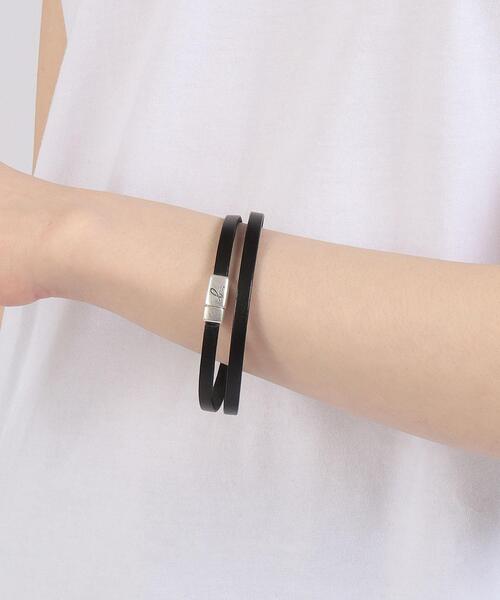★agnes b. ロゴ プリント グレイン レザー ブレスレット/送料込 agnes b.◇メンズ アニエスベー レザー ブレスレット◇送料込