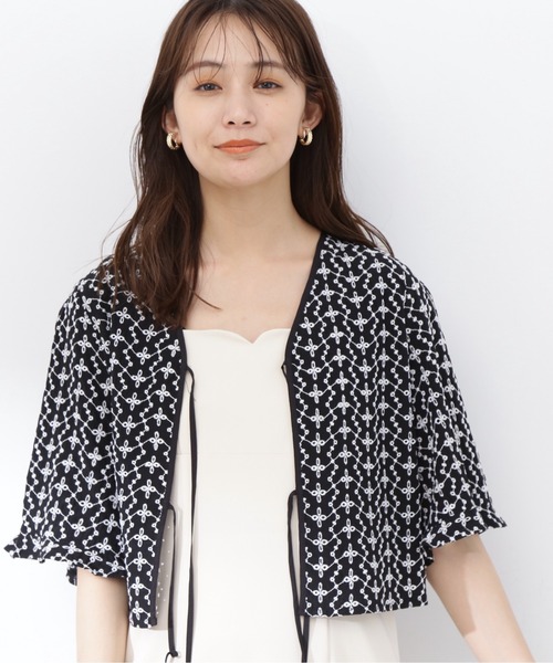 N.(N. Natural Beauty Basic)(エヌエヌナチュラルビューティーベーシック)の「◆フリントリボンエンブロイダリーブラウス(シャツ/ブラウス・レディース・ブラック/オフホワイト・MEDIUM)」の12枚目の写真