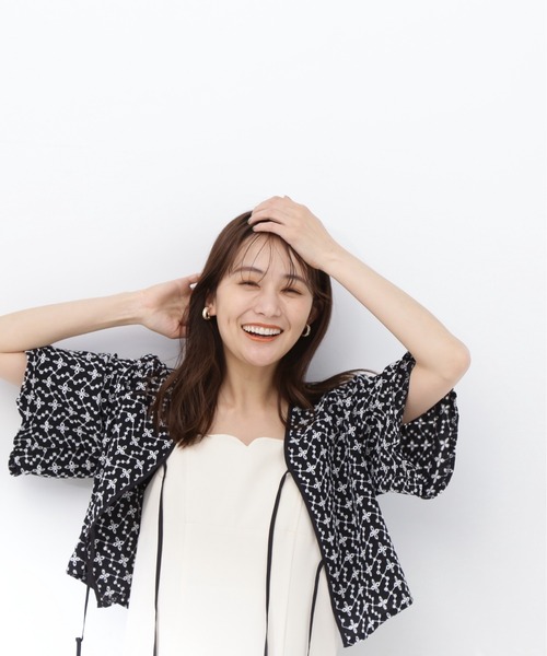 N.(N. Natural Beauty Basic)(エヌエヌナチュラルビューティーベーシック)の「◆フリントリボンエンブロイダリーブラウス(シャツ/ブラウス・レディース・ブラック/オフホワイト・MEDIUM)」の11枚目の写真