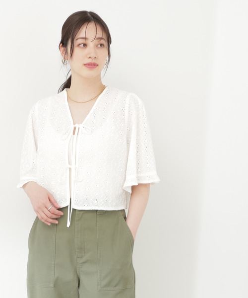 N.(N. Natural Beauty Basic)(エヌエヌナチュラルビューティーベーシック)の「◆フリントリボンエンブロイダリーブラウス(シャツ/ブラウス・レディース・ブラック/オフホワイト・MEDIUM)」の20枚目の写真