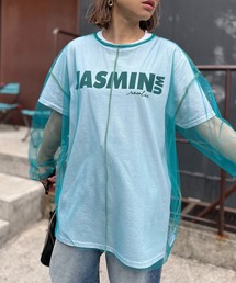 mi via loca | シアー配色ステッチチュールトップス(Tシャツ/カットソー)