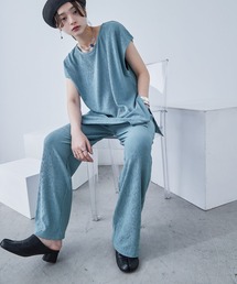 プリーツトップス×パンツ セットアップ