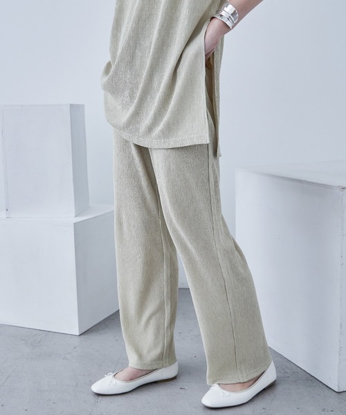 Fashion Letter(ファッションレター)の「プリーツトップス×パンツ セットアップ(Tシャツ/カットソー・レディース・ブラック/ブルー/アイボリー/グレイッシュベージュ・M)」の6枚目の写真