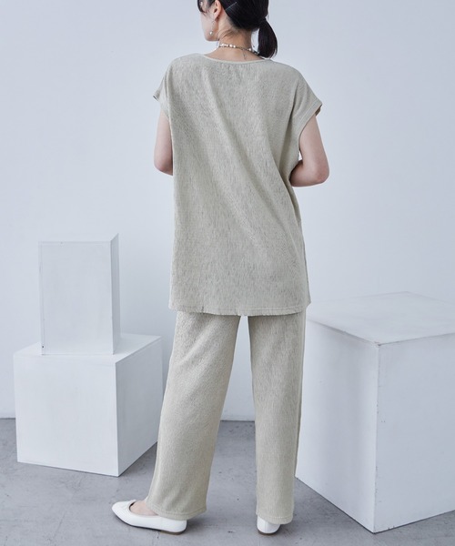 Fashion Letter(ファッションレター)の「プリーツトップス×パンツ セットアップ(Tシャツ/カットソー・レディース・ブラック/ブルー/アイボリー/グレイッシュベージュ・M)」の22枚目の写真