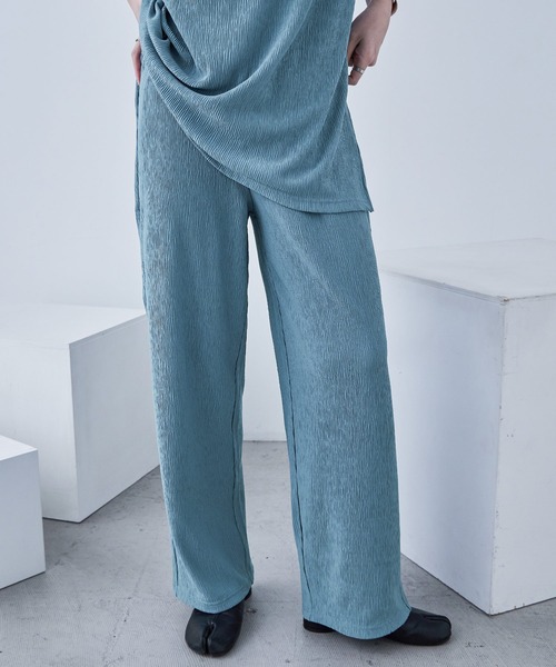 Fashion Letter(ファッションレター)の「プリーツトップス×パンツ セットアップ(Tシャツ/カットソー・レディース・ブラック/ブルー/アイボリー/グレイッシュベージュ・M)」の7枚目の写真