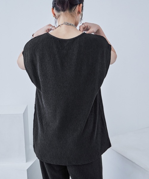 Fashion Letter(ファッションレター)の「プリーツトップス×パンツ セットアップ(Tシャツ/カットソー・レディース・ブラック/ブルー/アイボリー/グレイッシュベージュ・M)」の19枚目の写真