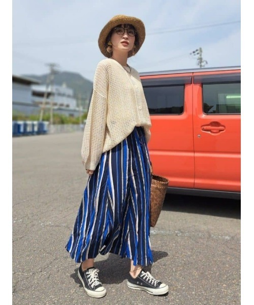 HONEYSUCKLE ROSE（ハニーサックルローズ）の「【HONEYSUCKLE ROSE】マルチストライプスカート（スカート・レディース・ホワイト×ネイビー/ネイビー・L/M）」の15枚目の写真