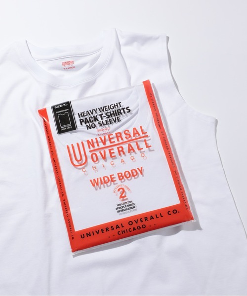 UNIVERSAL OVERALL(ユニバーサルオーバーオール)の「【UNIVERSAL OVERALL】2Pパック ワイドヘビーウェイト ノースリーブUVOP-003A(Tシャツ/カットソー・メンズ・グレー/ブラック/ホワイト・M/L/XL/S)」の2枚目の写真