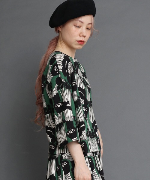 peu pres(プープレ)の「●マッシュルームプリント後ろあきBL(シャツ/ブラウス・レディース・ブラウン/グリーン・FREE)」の3枚目の写真