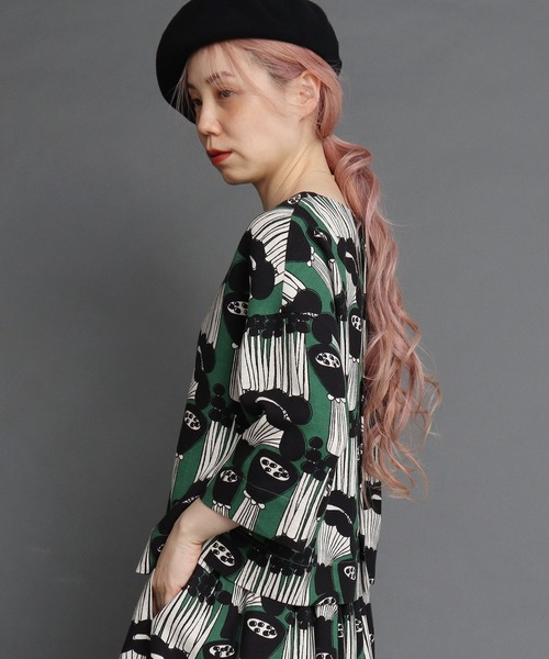 peu pres(プープレ)の「●マッシュルームプリント後ろあきBL(シャツ/ブラウス・レディース・ブラウン/グリーン・FREE)」の9枚目の写真