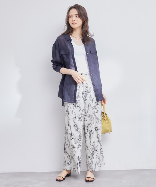 ROPE'（ロペ）の「【洗える】フラワーリーフプリントワイドパンツ（その他パンツ・レディース・ブラック/ホワイト・36/38）」の16枚目の写真