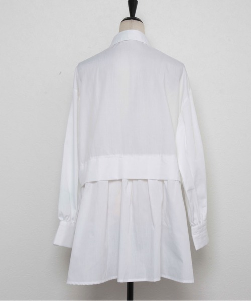 each(イーチ)の「オープン袖シャツチュニック(シャツ/ブラウス・レディース・ブルー/ブラック×ホワイト/ホワイト・FREE)」の9枚目の写真