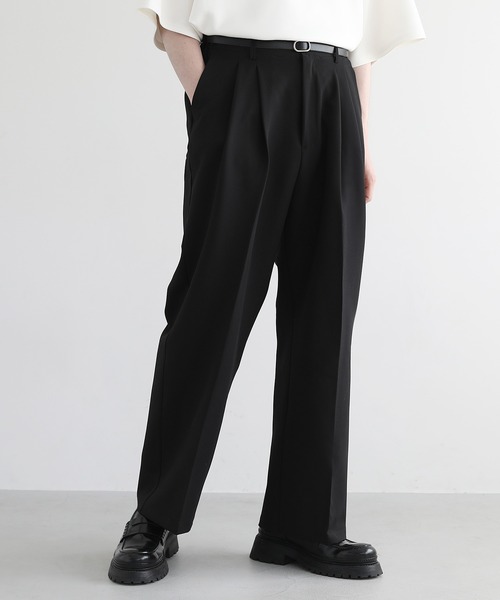 LILL（リル）の「ドレープセンタープレスセミワイドスラックスパンツ（スラックス・メンズ・ライトグレー/ブラック・L/M/S/XL）」の9枚目の写真