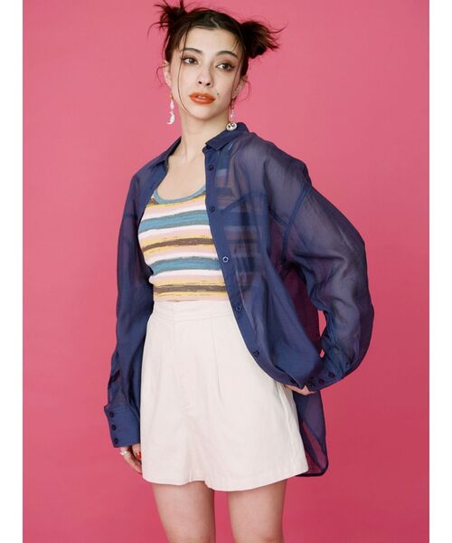 EVRIS（エヴリス）の「ハイウエストショートパンツ（その他パンツ・レディース・ブラック/ブルー/アイボリー・MEDIUM/SMALL）」の12枚目の写真