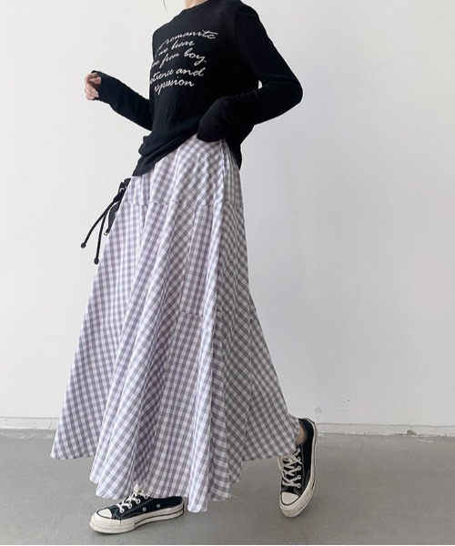 Dream garden（ドリームガーデン）の「ギンガム チェック フレア スカート（スカート・レディース・グレー系/ブラウン系/レッド系/ブルー系/ブラック系・FREE）」の19枚目の写真