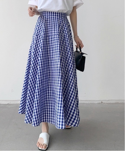 Dream garden（ドリームガーデン）の「ギンガム チェック フレア スカート（スカート・レディース・グレー系/ブラウン系/レッド系/ブルー系/ブラック系・FREE）」の15枚目の写真