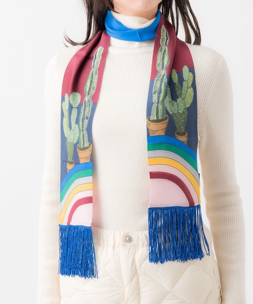 salle de bal（サルデバル）の「サボテン スカーフ ビンテージ風スカーフ ヴィンテージ風 スカーフ フリンジスカーフ MEI vintage scarf（バンダナ/スカーフ・レディース・その他1/その他2・FREE）」の2枚目の写真