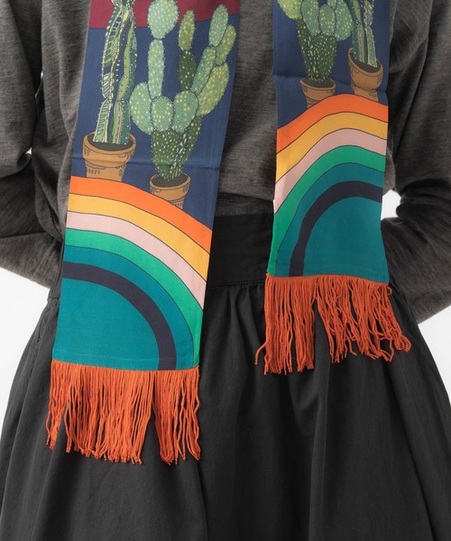 salle de bal（サルデバル）の「サボテン スカーフ ビンテージ風スカーフ ヴィンテージ風 スカーフ フリンジスカーフ MEI vintage scarf（バンダナ/スカーフ・レディース・その他1/その他2・FREE）」の3枚目の写真