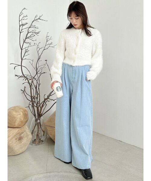 dazzlin（ダズリン）の「ハミングラメシャギーカーデニット（カーディガン/ボレロ・レディース・オフホワイト/ベージュ/グレー/ピンク・FREE）」の11枚目の写真