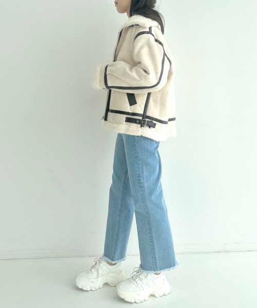 OLIVE des OLIVE（オリーブデオリーブ）の「【WEB限定】ヴィンテージ風フライトジャケット　1032070040（ライダースジャケット・レディース・オフホワイト/ブラック・FREE）」の5枚目の写真