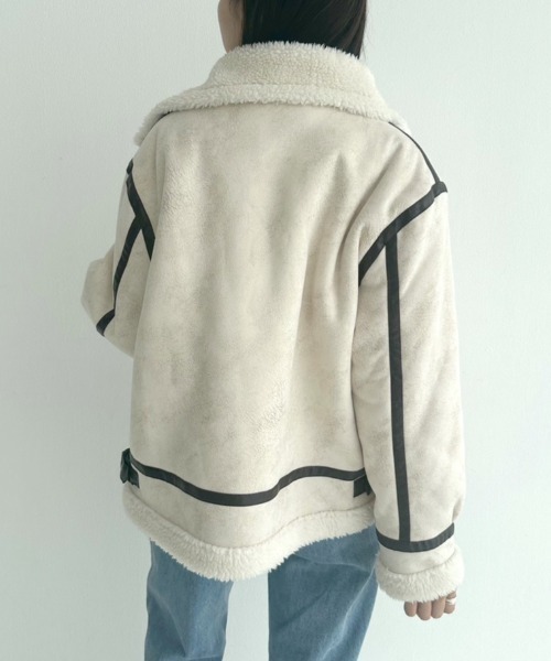 OLIVE des OLIVE（オリーブデオリーブ）の「【WEB限定】ヴィンテージ風フライトジャケット　1032070040（ライダースジャケット・レディース・オフホワイト/ブラック・FREE）」の9枚目の写真