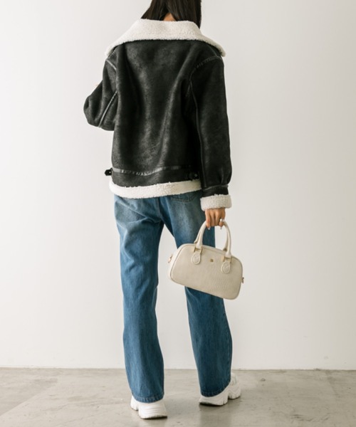 OLIVE des OLIVE（オリーブデオリーブ）の「【WEB限定】ヴィンテージ風フライトジャケット　1032070040（ライダースジャケット・レディース・オフホワイト/ブラック・FREE）」の13枚目の写真