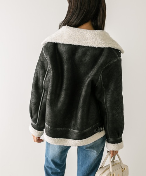 OLIVE des OLIVE（オリーブデオリーブ）の「【WEB限定】ヴィンテージ風フライトジャケット　1032070040（ライダースジャケット・レディース・オフホワイト/ブラック・FREE）」の17枚目の写真