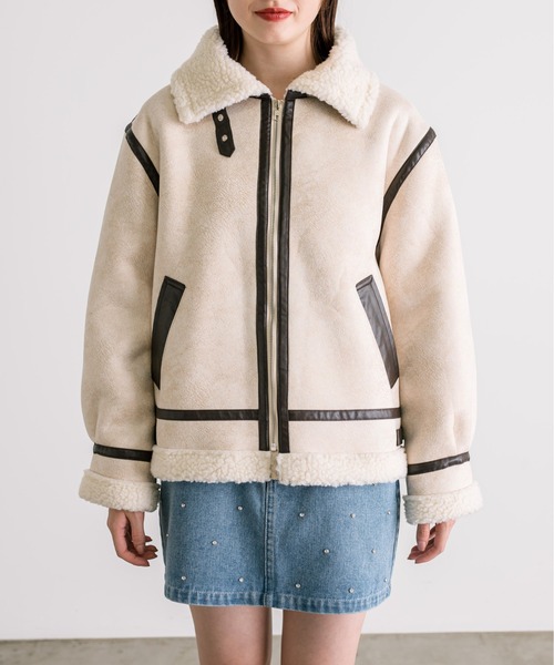 OLIVE des OLIVE（オリーブデオリーブ）の「【WEB限定】ヴィンテージ風フライトジャケット　1032070040（ライダースジャケット・レディース・オフホワイト/ブラック・FREE）」の21枚目の写真