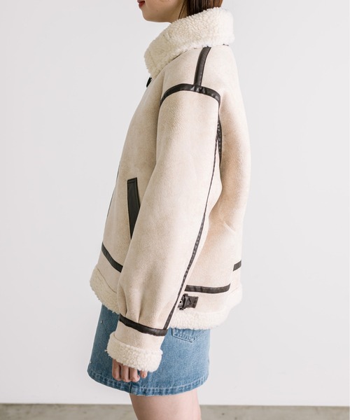 OLIVE des OLIVE（オリーブデオリーブ）の「【WEB限定】ヴィンテージ風フライトジャケット　1032070040（ライダースジャケット・レディース・オフホワイト/ブラック・FREE）」の22枚目の写真