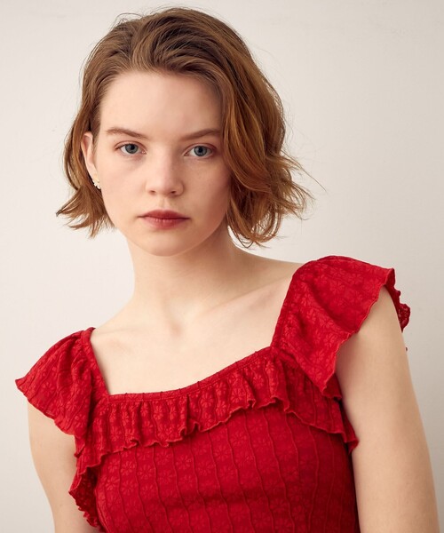 DEICY（デイシー）の「フリルショルダーレースカットソー（T