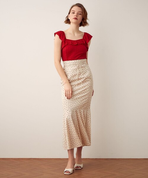 DEICY（デイシー）の「フリルショルダーレースカットソー（T